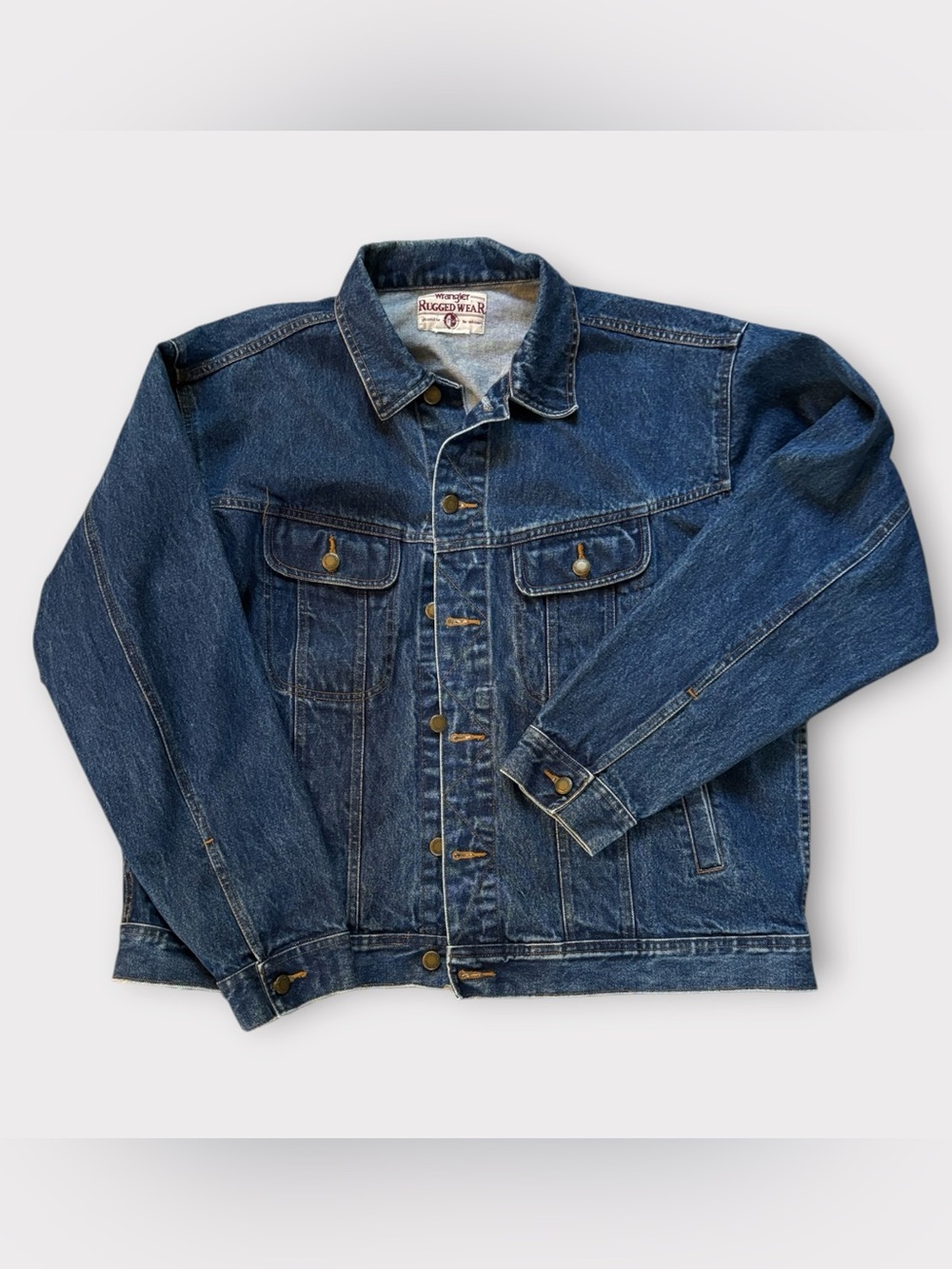 Vintage 90s Wrangler Rugged Wear Denim Trucker Jacket Size XXL